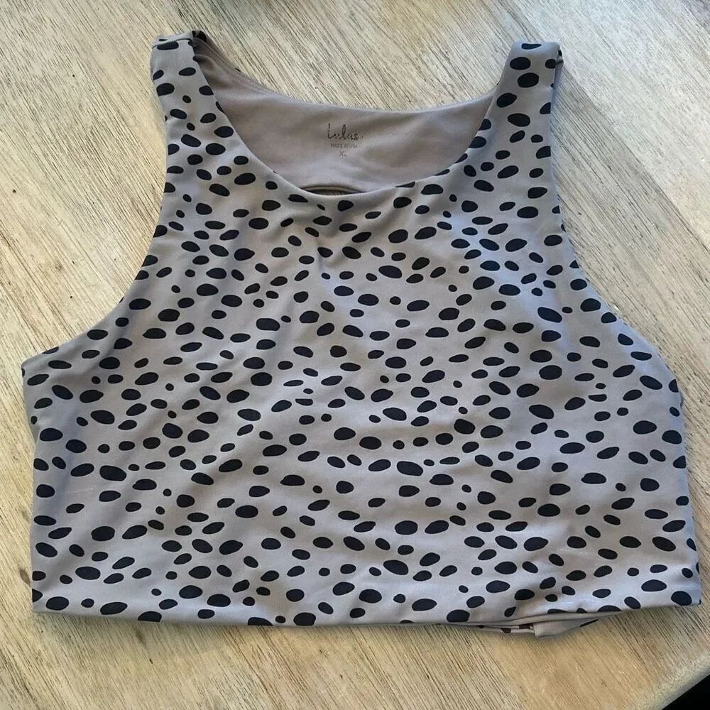 Lulus brown spotted leopard print tank top fitness top size XL with back detail